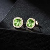 image:imageEVEVIC Austrian Crystal Halo Square Stud Earrings for Women 14K Gold Plated Birthstone Earring Hypoallergenic Jewelry GiftsYellow PeridotAug