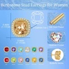 image:imageEVEVIC Austrian Crystal Halo Square Stud Earrings for Women 14K Gold Plated Birthstone Earring Hypoallergenic Jewelry GiftsYellow TopazNov