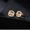 image:imageEVEVIC Austrian Crystal Halo Square Stud Earrings for Women 14K Gold Plated Birthstone Earring Hypoallergenic Jewelry GiftsYellow TopazNov
