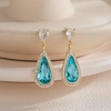image:imageEVEVIC Austrian Crystal Halo Teardrop Dangle Drop Earrings for Women 14K Gold Plated Jewelry GiftsAquamarine
