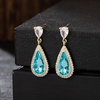 image:imageEVEVIC Austrian Crystal Halo Teardrop Dangle Drop Earrings for Women 14K Gold Plated Jewelry GiftsAquamarine