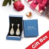 image:imageEVEVIC Austrian Crystal Halo Teardrop Dangle Drop Earrings for Women 14K Gold Plated Jewelry GiftsAurora Borealis
