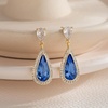 image:imageEVEVIC Austrian Crystal Halo Teardrop Dangle Drop Earrings for Women 14K Gold Plated Jewelry GiftsBermuda Blue
