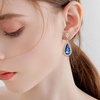 image:imageEVEVIC Austrian Crystal Halo Teardrop Dangle Drop Earrings for Women 14K Gold Plated Jewelry GiftsBermuda Blue