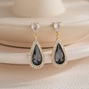 image:imageEVEVIC Austrian Crystal Halo Teardrop Dangle Drop Earrings for Women 14K Gold Plated Jewelry GiftsBlack