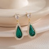 image:imageEVEVIC Austrian Crystal Halo Teardrop Dangle Drop Earrings for Women 14K Gold Plated Jewelry GiftsEmerald