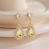 image:imageEVEVIC Austrian Crystal Halo Teardrop Dangle Drop Earrings for Women 14K Gold Plated Jewelry GiftsLight Topaz