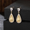 image:imageEVEVIC Austrian Crystal Halo Teardrop Dangle Drop Earrings for Women 14K Gold Plated Jewelry GiftsLight Topaz