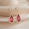 image:imageEVEVIC Austrian Crystal Halo Teardrop Dangle Drop Earrings for Women 14K Gold Plated Jewelry GiftsPink