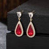 image:imageEVEVIC Austrian Crystal Halo Teardrop Dangle Drop Earrings for Women 14K Gold Plated Jewelry GiftsRed