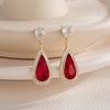 image:imageEVEVIC Austrian Crystal Halo Teardrop Dangle Drop Earrings for Women 14K Gold Plated Jewelry GiftsRed