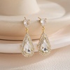image:imageEVEVIC Austrian Crystal Halo Teardrop Dangle Drop Earrings for Women 14K Gold Plated Jewelry GiftsWhite Clear