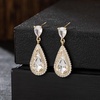 image:imageEVEVIC Austrian Crystal Halo Teardrop Dangle Drop Earrings for Women 14K Gold Plated Jewelry GiftsWhite Clear