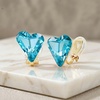 image:imageEVEVIC Austrian Crystal Heart Clip on Earrings for Women Trendy 14K Gold Plated Hypoallergenic Non Piercing Comfortable Earrings Jewelry GiftAquamarine