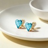 image:imageEVEVIC Austrian Crystal Heart Clip on Earrings for Women Trendy 14K Gold Plated Hypoallergenic Non Piercing Comfortable Earrings Jewelry GiftAquamarine
