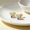 image:imageEVEVIC Austrian Crystal Heart Clip on Earrings for Women Trendy 14K Gold Plated Hypoallergenic Non Piercing Comfortable Earrings Jewelry GiftAurora Borealis