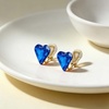 image:imageEVEVIC Austrian Crystal Heart Clip on Earrings for Women Trendy 14K Gold Plated Hypoallergenic Non Piercing Comfortable Earrings Jewelry GiftBermuda Blue