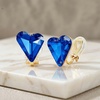 image:imageEVEVIC Austrian Crystal Heart Clip on Earrings for Women Trendy 14K Gold Plated Hypoallergenic Non Piercing Comfortable Earrings Jewelry GiftBermuda Blue