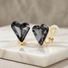 image:imageEVEVIC Austrian Crystal Heart Clip on Earrings for Women Trendy 14K Gold Plated Hypoallergenic Non Piercing Comfortable Earrings Jewelry GiftBlack