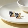 image:imageEVEVIC Austrian Crystal Heart Clip on Earrings for Women Trendy 14K Gold Plated Hypoallergenic Non Piercing Comfortable Earrings Jewelry GiftBlack