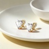 image:imageEVEVIC Austrian Crystal Heart Clip on Earrings for Women Trendy 14K Gold Plated Hypoallergenic Non Piercing Comfortable Earrings Jewelry GiftClear