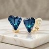 image:imageEVEVIC Austrian Crystal Heart Clip on Earrings for Women Trendy 14K Gold Plated Hypoallergenic Non Piercing Comfortable Earrings Jewelry GiftDark Blue