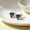 image:imageEVEVIC Austrian Crystal Heart Clip on Earrings for Women Trendy 14K Gold Plated Hypoallergenic Non Piercing Comfortable Earrings Jewelry GiftDark Blue