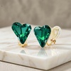 image:imageEVEVIC Austrian Crystal Heart Clip on Earrings for Women Trendy 14K Gold Plated Hypoallergenic Non Piercing Comfortable Earrings Jewelry GiftEmerald Green