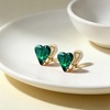 image:imageEVEVIC Austrian Crystal Heart Clip on Earrings for Women Trendy 14K Gold Plated Hypoallergenic Non Piercing Comfortable Earrings Jewelry GiftEmerald Green