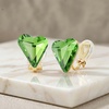 image:imageEVEVIC Austrian Crystal Heart Clip on Earrings for Women Trendy 14K Gold Plated Hypoallergenic Non Piercing Comfortable Earrings Jewelry GiftFern Green