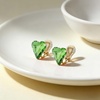 image:imageEVEVIC Austrian Crystal Heart Clip on Earrings for Women Trendy 14K Gold Plated Hypoallergenic Non Piercing Comfortable Earrings Jewelry GiftFern Green