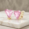 image:imageEVEVIC Austrian Crystal Heart Clip on Earrings for Women Trendy 14K Gold Plated Hypoallergenic Non Piercing Comfortable Earrings Jewelry GiftPink