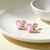 image:imageEVEVIC Austrian Crystal Heart Clip on Earrings for Women Trendy 14K Gold Plated Hypoallergenic Non Piercing Comfortable Earrings Jewelry GiftPink