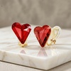 image:imageEVEVIC Austrian Crystal Heart Clip on Earrings for Women Trendy 14K Gold Plated Hypoallergenic Non Piercing Comfortable Earrings Jewelry GiftRed