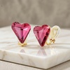 image:imageEVEVIC Austrian Crystal Heart Clip on Earrings for Women Trendy 14K Gold Plated Hypoallergenic Non Piercing Comfortable Earrings Jewelry GiftRose Pink
