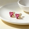 image:imageEVEVIC Austrian Crystal Heart Clip on Earrings for Women Trendy 14K Gold Plated Hypoallergenic Non Piercing Comfortable Earrings Jewelry GiftRose Pink