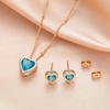 image:imageEVEVIC Austrian Crystal Heart Pendant Necklace Earrings for Women 14K Gold Plated Hypoallergenic Jewelry SetAquamarine