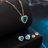image:imageEVEVIC Austrian Crystal Heart Pendant Necklace Earrings for Women 14K Gold Plated Hypoallergenic Jewelry SetAquamarine