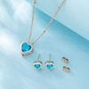image:imageEVEVIC Austrian Crystal Heart Pendant Necklace Earrings for Women 14K Gold Plated Hypoallergenic Jewelry SetAquamarine