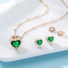 image:imageEVEVIC Austrian Crystal Heart Pendant Necklace Earrings for Women 14K Gold Plated Hypoallergenic Jewelry SetEmerald