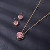 image:imageEVEVIC Austrian Crystal Heart Pendant Necklace Earrings for Women 14K Gold Plated Hypoallergenic Jewelry SetPink