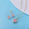 image:imageEVEVIC Austrian Crystal Heart Pendant Necklace Earrings for Women 14K Gold Plated Hypoallergenic Jewelry SetPink