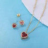 image:imageEVEVIC Austrian Crystal Heart Pendant Necklace Earrings for Women 14K Gold Plated Hypoallergenic Jewelry SetRed