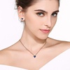 image:imageEVEVIC Austrian Crystal Heart Pendant Necklace Earrings for Women 14K Gold Plated Hypoallergenic Jewelry SetSapphire