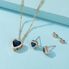 image:imageEVEVIC Austrian Crystal Heart Pendant Necklace Earrings for Women 14K Gold Plated Hypoallergenic Jewelry SetSapphire