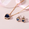 image:imageEVEVIC Austrian Crystal Heart Pendant Necklace Earrings for Women 14K Gold Plated Hypoallergenic Jewelry SetSapphire