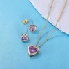 image:imageEVEVIC Austrian Crystal Heart Pendant Necklace Earrings for Women 14K Gold Plated Hypoallergenic Jewelry SetTanzanite