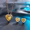 image:imageEVEVIC Austrian Crystal Heart Pendant Necklace Earrings for Women 14K Gold Plated Hypoallergenic Jewelry SetTopaz