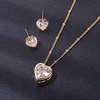 image:imageEVEVIC Austrian Crystal Heart Pendant Necklace Earrings for Women 14K Gold Plated Hypoallergenic Jewelry SetWhite