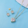 image:imageEVEVIC Austrian Crystal Heart Pendant Necklace Earrings for Women 14K Gold Plated Hypoallergenic Jewelry SetWhite
